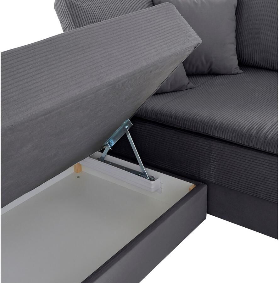 INOSIGN Hoekbank Night & Day L-vorm B: 324 cm met bedfunctie bedlade & 3 sierkussens boxspringbed 180x200 cm