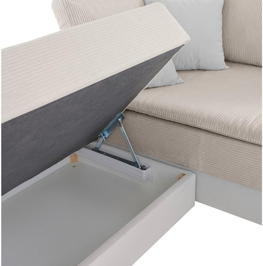 INOSIGN Hoekbank Night & Day L-vorm B: 324 cm met bedfunctie bedlade & 3 sierkussens boxspringbed 180x200 cm