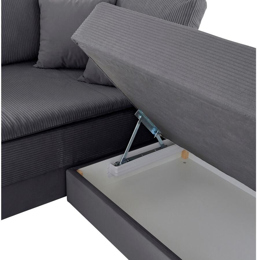 INOSIGN Hoekbank Night & Day L-vorm B: 324 cm met bedfunctie bedlade & 3 sierkussens boxspringbed 180x200 cm