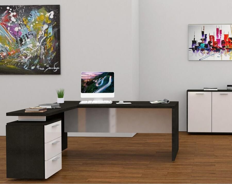 INOSIGN Hoekbureau New Selina Bureau lades met of zonder monitorsteun B 180 160 cm