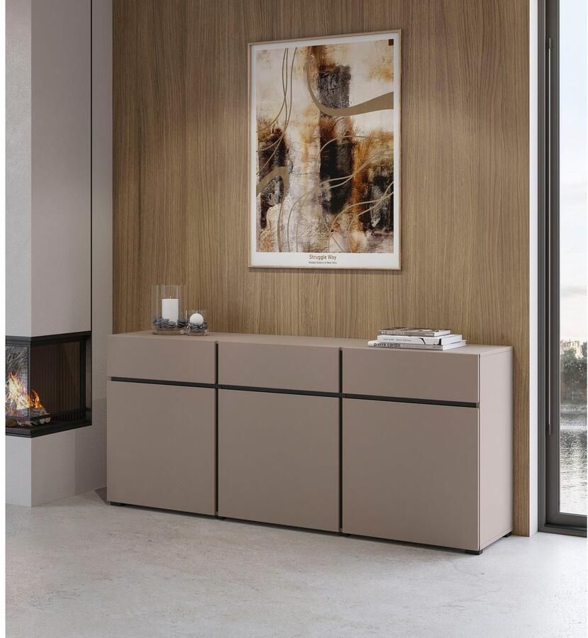 INOSIGN Kast Cross breedte 180 cm moderne greeploze kast 3 deuren 3 laden