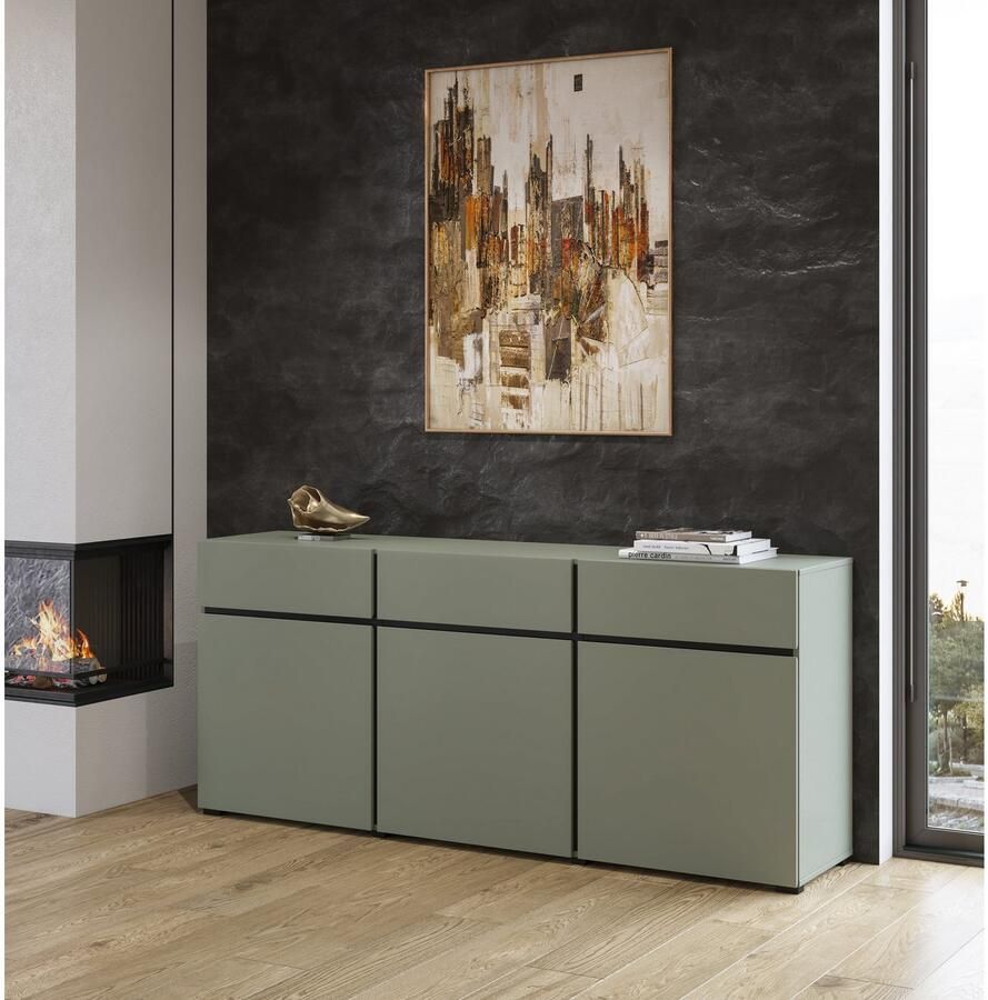 INOSIGN Kast Cross breedte 180 cm moderne greeploze kast 3 deuren 3 laden