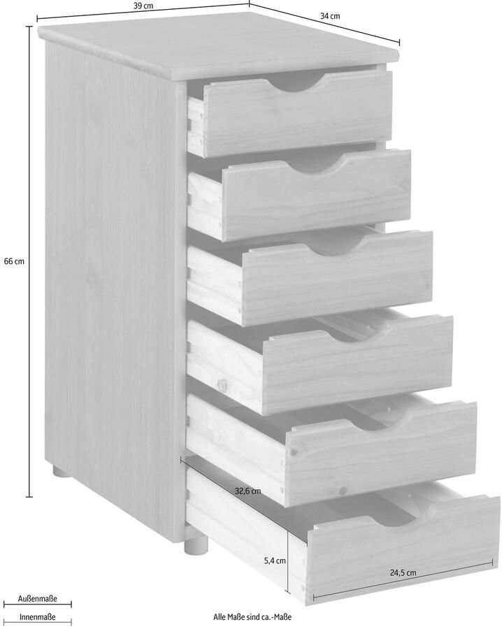 INOSIGN Kast Gava van massief grenenhout met opbergmogelijkheden breedte 39 cm