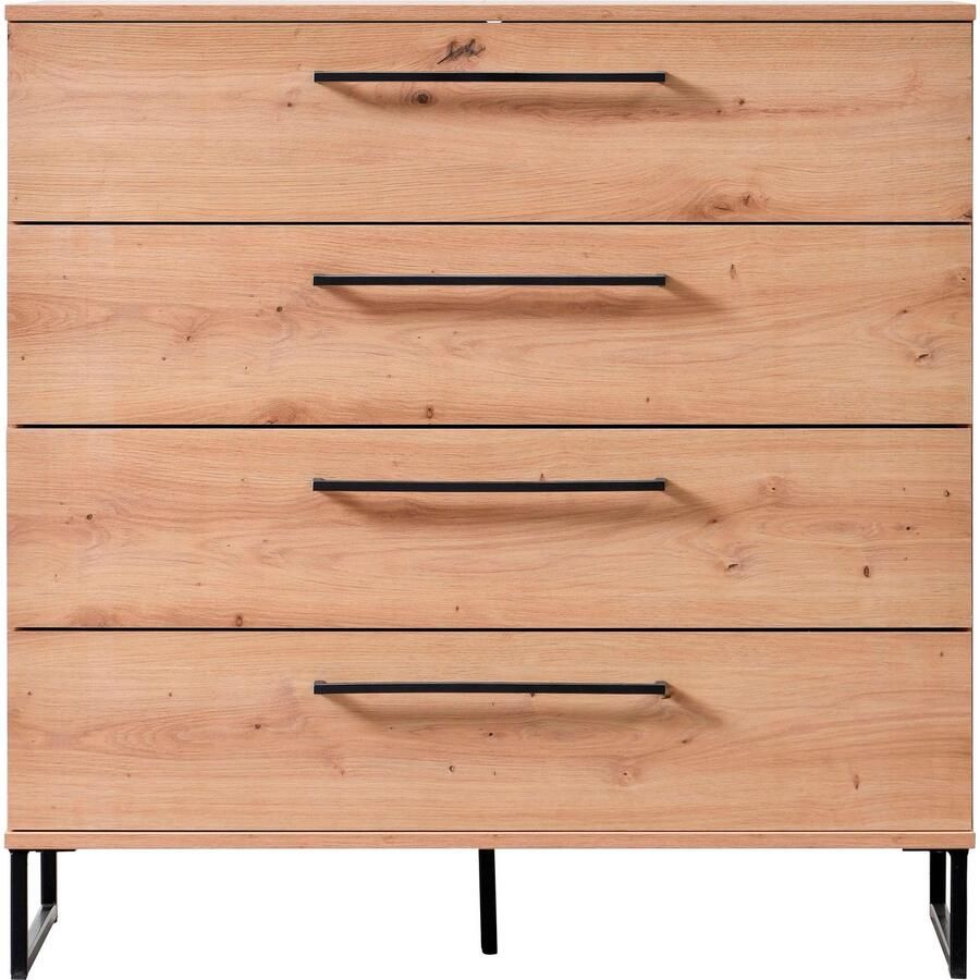 INOSIGN Kast Sardinië Dressoir met 4 laden B D H: 91x92 5x42cm met 4 lades met trendy zwarte handgrepen en metalen voeten