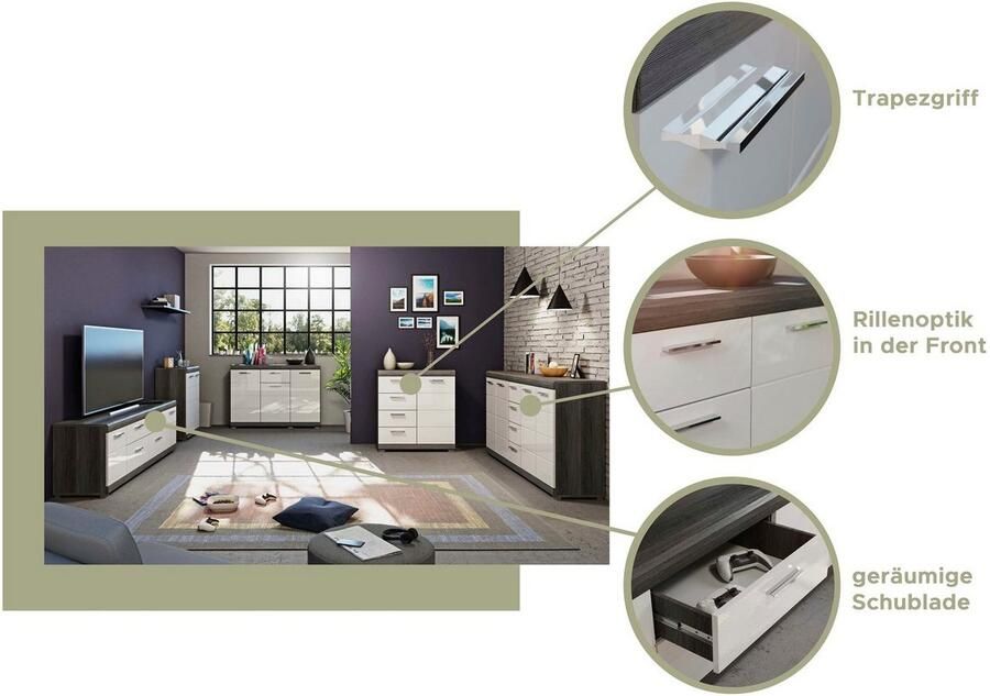 INOSIGN Kast Siena breedte 165 cm 4 deuren 4 lades 8 legplanken 12 vakken