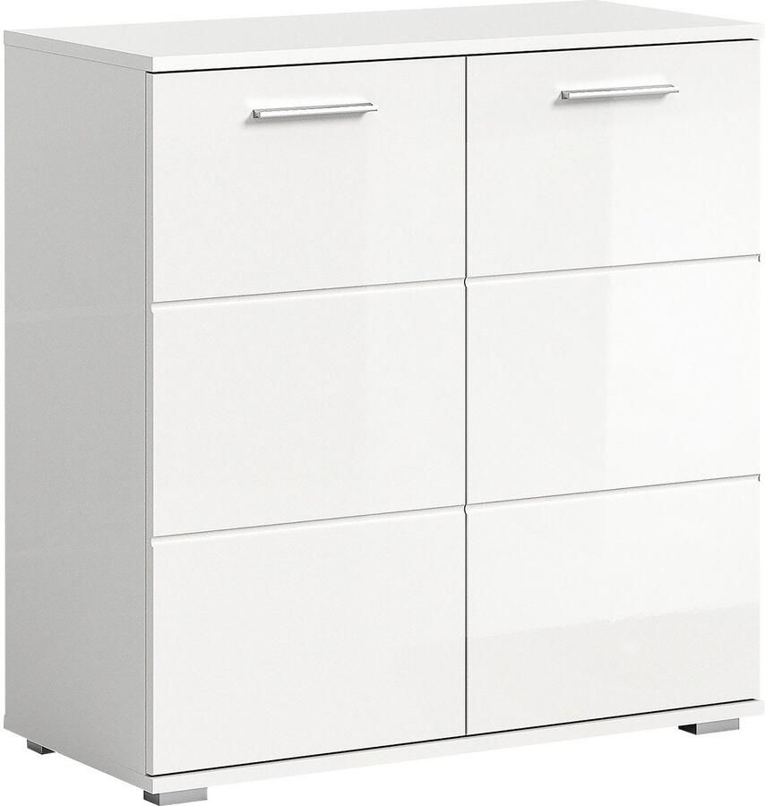 INOSIGN Kast Valge Breedte 80 cm 2 Deuren 2 Planken 3 Vakken Front-groeffreesing schoenenkommode buffetkast kast sideboard