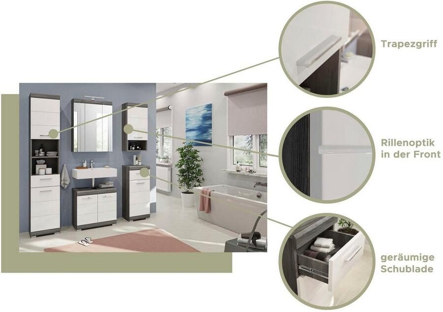 INOSIGN Kast voor wasmachine Siena breedte 63 cm voor wasmachine & droger 2 deuren MDF-front