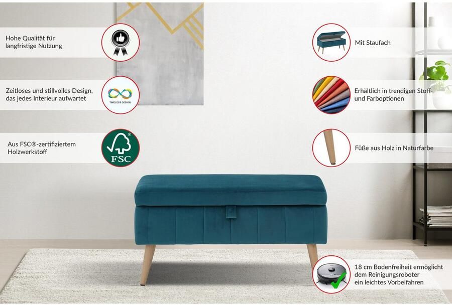 OTTO Kistbank AMIRA zitbank met opbergruimte afmetingen B D H: 81 36 43 cm