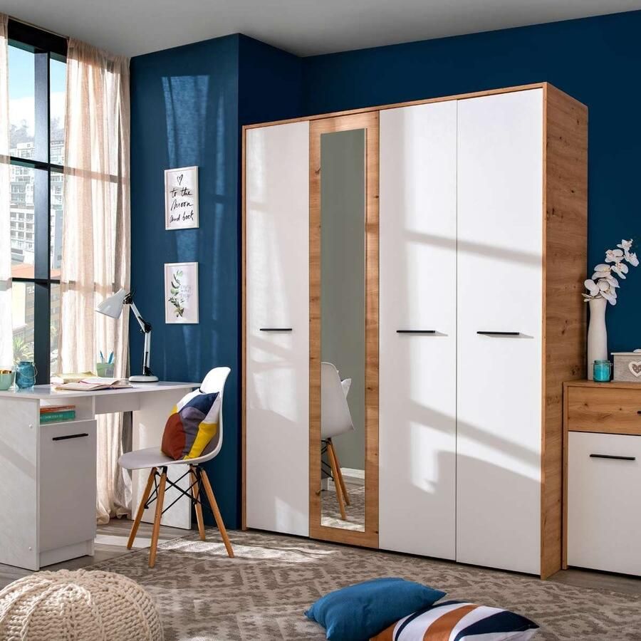 INOSIGN Kledingkast Varadero 2 moderne kleurcombinaties met zwarte handgrepen met 1 spiegeldeur in de breedtes 119 en 157 cm fsc-gecertificeerd