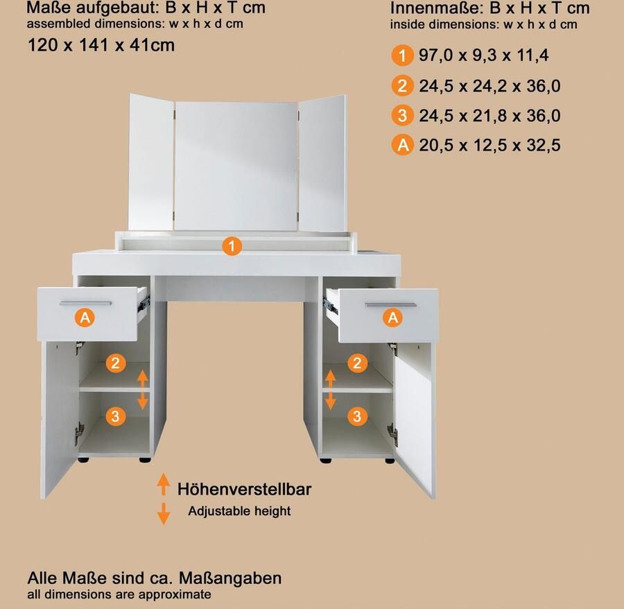 INOSIGN Make-uptafel Avena incl. spiegel (set)