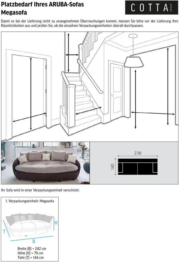 INOSIGN Megabank Aruba gezellige megabank in xxl in organische vorm met veel kussens