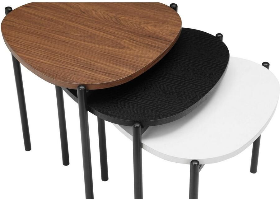 INOSIGN Salontafel Alek modern 3-delig tafelset walnoot wit en zwart