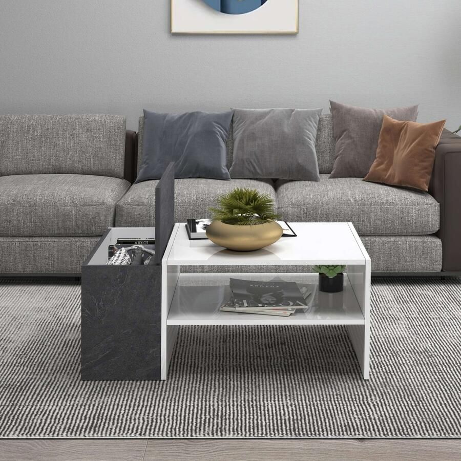 INOSIGN Salontafel Coro salontafel met zijopbergruimte Lengte 90 cm met twee opbergvakken waarvan één gesloten