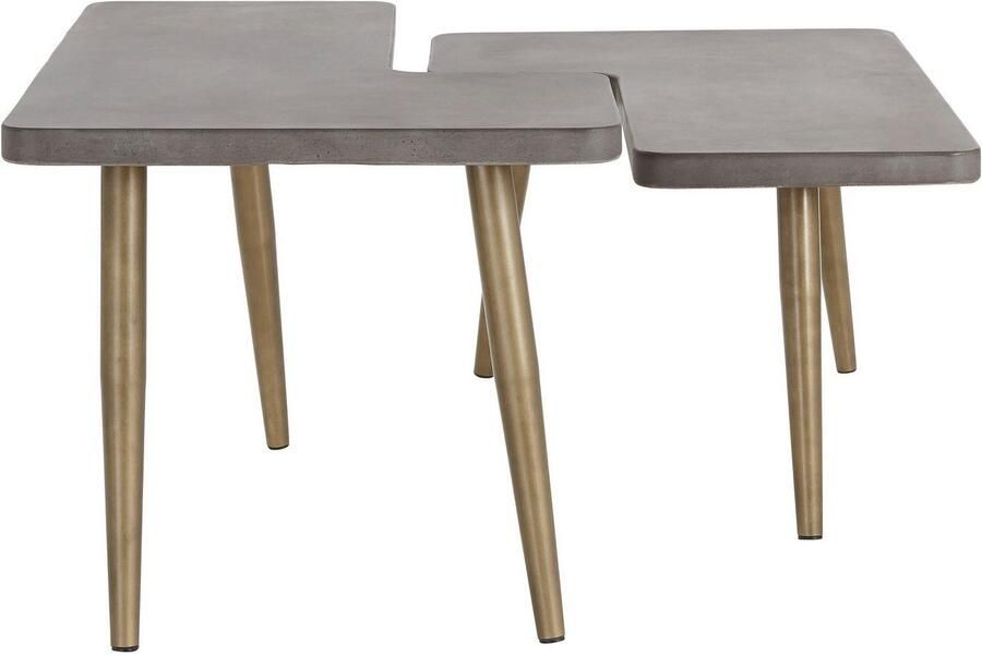INOSIGN Salontafel Loupe Tafelblad van beton tafelpoten van messing breedte 137 cm