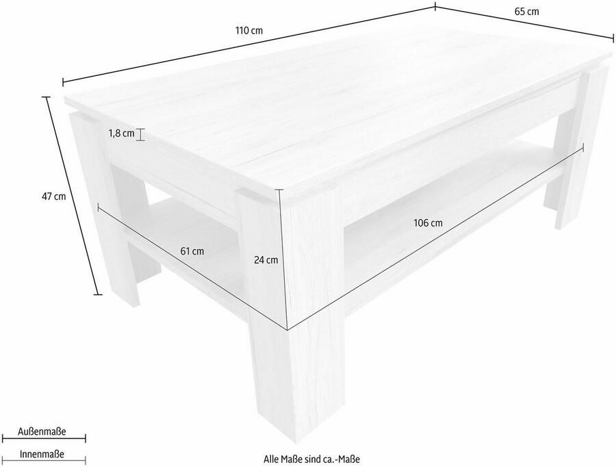 INOSIGN Salontafel Tanum Salontafel met 1 open vak (B D H) 110 65 47 cm