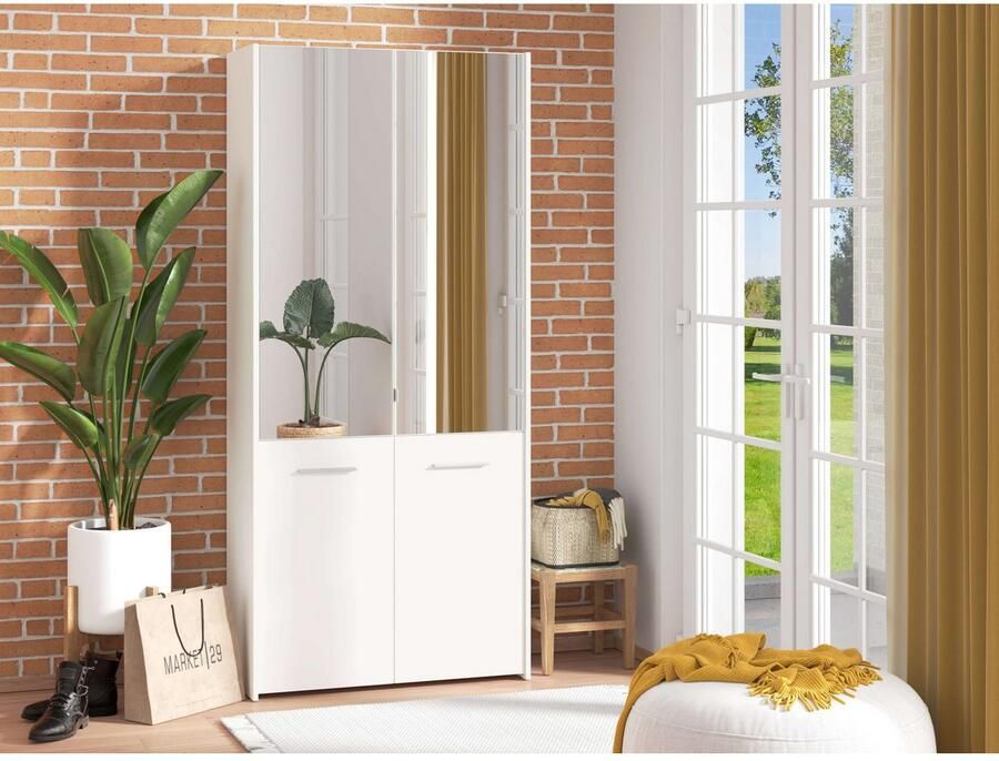 INOSIGN Schoenenkast Menorca schoenenkast opslagkast schoenenrek breedte 90 cm met vier deuren in moderne en elegante kleuren met twee spiegels