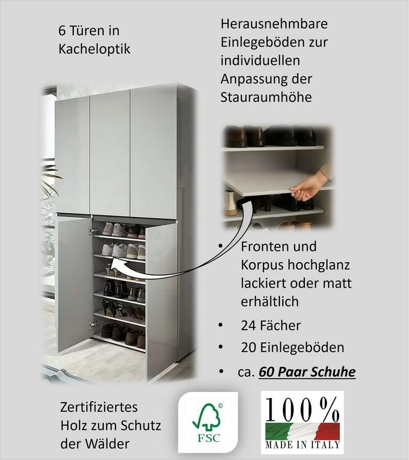 INOSIGN Schoenenkast Mister Breedte 120 cm hoogte 200 cm 6 deuren