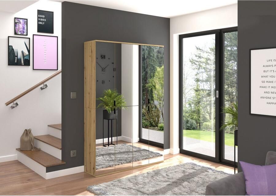 INOSIGN Schoenenkast Trondheim Hoogte 193 cm 4 Spiegelduren 9 Vakken 7 Planken