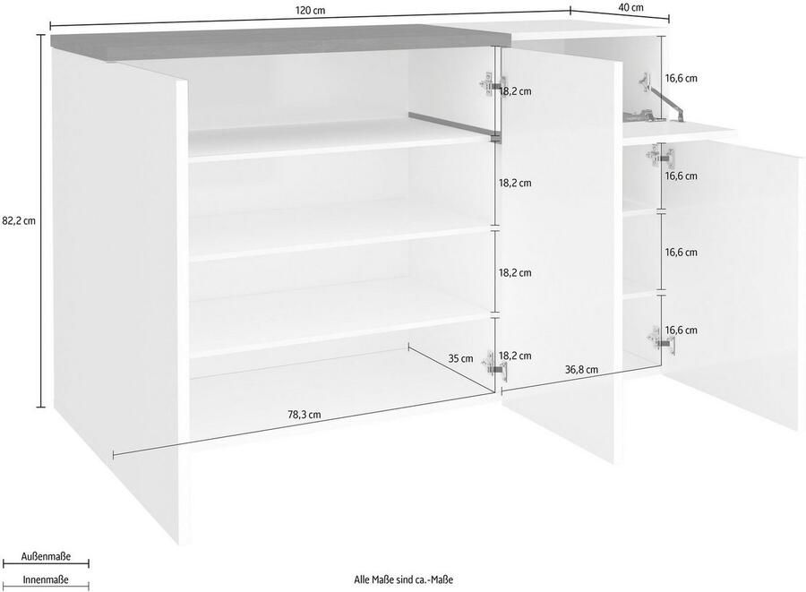 INOSIGN Schoenenkast ZET Breedte 120 cm