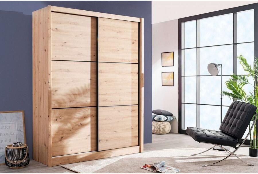 INOSIGN Schuifdeurkast Navara kledingkast linnenkast in 3 breedtes met complete binnenuitrusting fsc -gecertificeerd