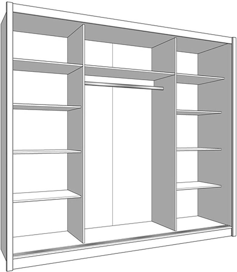 INOSIGN Schuifdeurkast Navara kledingkast met spiegel linnenkast garderobe Kledingkast met spiegel FSC -gecertificeerd 242 5x215 5x61cm