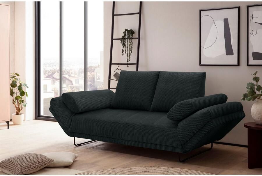 INOSIGN Slaapbank Jadelyn met inklapbare armleuningen slaapbank met pocketvering Breedte 250cm Binnenvering ribfluwelen bekleding incl. 2 armleuningkussens ligoppervlak 97 x 250 cm