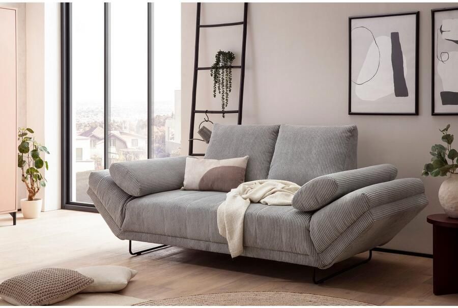 INOSIGN Slaapbank Jadelyn met inklapbare armleuningen slaapbank met pocketvering Breedte 250cm Binnenvering ribfluwelen bekleding incl. 2 armleuningkussens ligoppervlak 97 x 250 cm