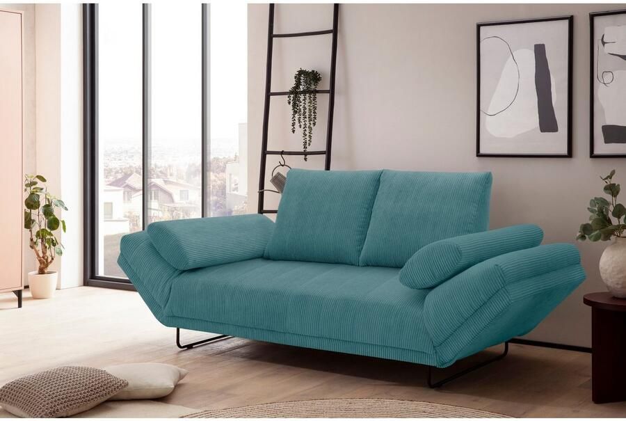 INOSIGN Slaapbank Jadelyn met inklapbare armleuningen slaapbank met pocketvering Breedte 250cm Binnenvering ribfluwelen bekleding incl. 2 armleuningkussens ligoppervlak 97 x 250 cm