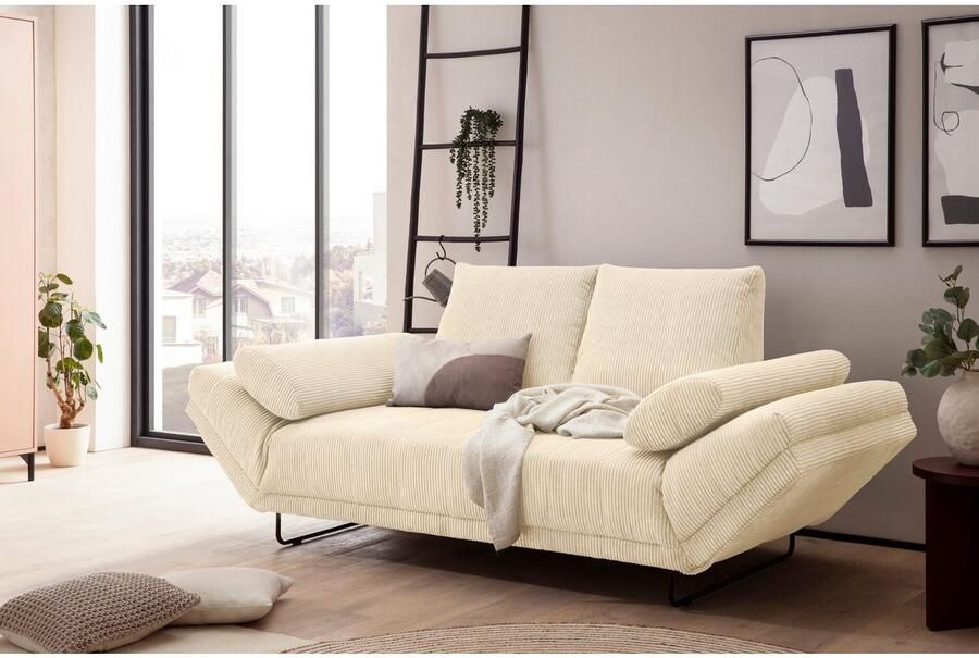 INOSIGN Slaapbank Jadelyn met inklapbare armleuningen slaapbank met pocketvering Breedte 250cm Binnenvering ribfluwelen bekleding incl. 2 armleuningkussens ligoppervlak 97 x 250 cm