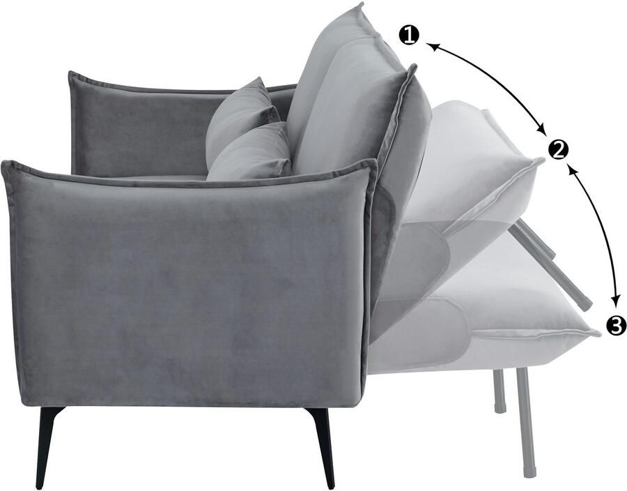 INOSIGN Slaapbank TULARE 204 cm opklapbare 3-zits met verstelbare rugleuning