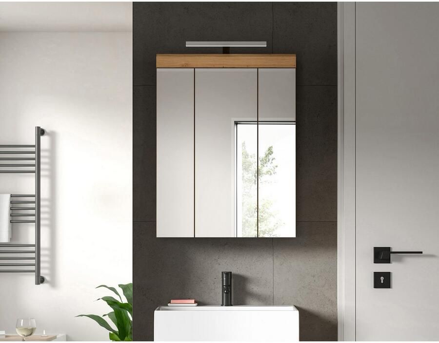 INOSIGN Spiegelkast Siena breedte 60 cm incl. verlichting 3 spiegelt deuren 9 vakken in verschillende kleuren verkrijgbaar badkamermeubels spiegel badkamerkast badkamer (set)