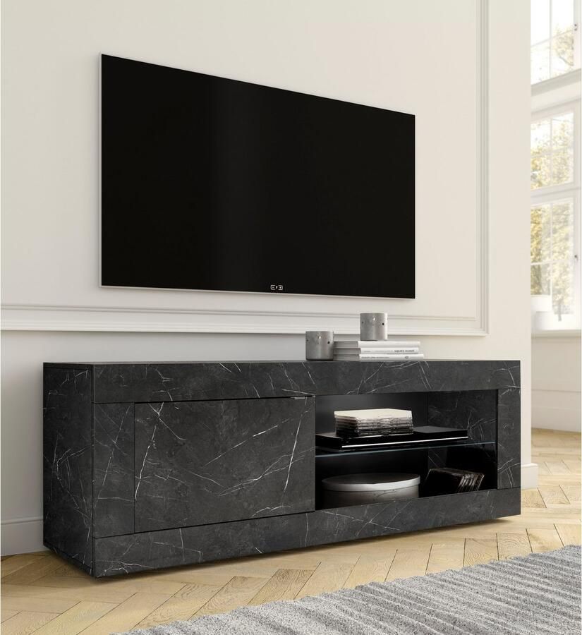 INOSIGN Tv-meubel Basis breedte 140 cm TV-meubel 1 deur 2 open vakken (glasbodem)