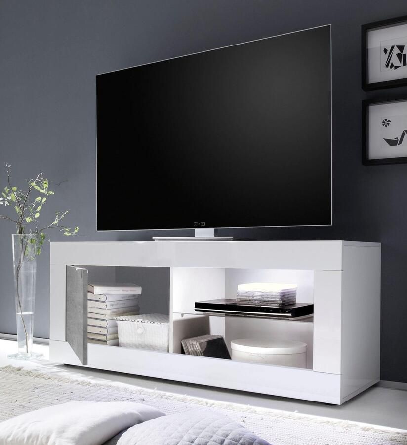 INOSIGN Tv-meubel Basis breedte 140 cm TV-meubel 1 deur 2 open vakken (glasbodem)