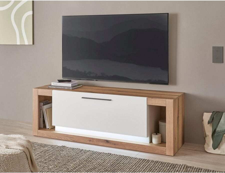 INOSIGN Wandmeubel Brixen moderne opbouwwand woonkamer set eik Evoke decor met wit (set 4-delig)