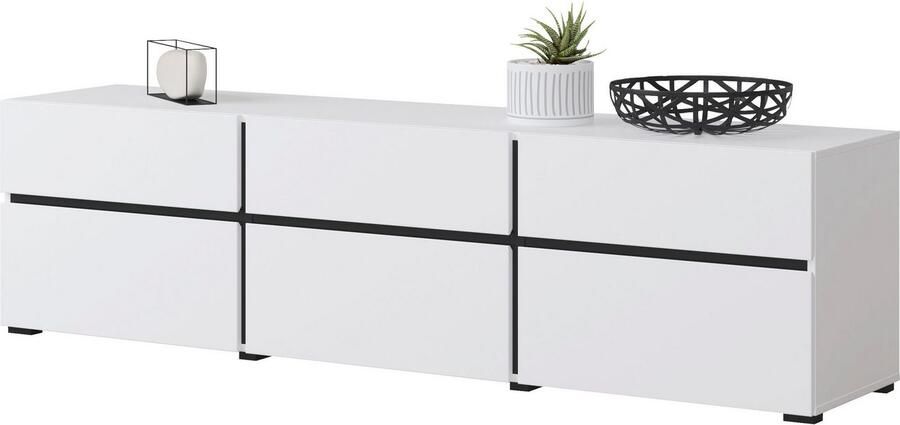 INOSIGN Tv-meubel Cross moderne greeploze TV-kast 3 kleppen 3 laden Breedte 180 cm TV-kast met veel bergruimte TV-board