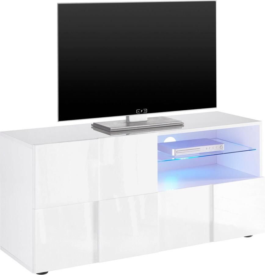 INOSIGN Tv-meubel Dama Breedte 121 cm TV-meubel 1 deur 1 lade TV-kast Front in 3D-uiterlijk greeploos verschillende kleuren