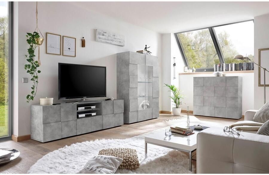 INOSIGN Tv-meubel Dama Breedte 181 cm TV-meubel 2 deuren 1 lade TV-kast Front in 3D-uiterlijk veel opbergruimte verschillende kleuren