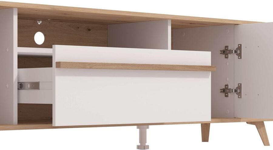 INOSIGN Tv-meubel Orleans TV-Lowboard TV-kast TV-standaard Breedte 190 cm Kast Opaque Wit Artisan Eiken Decor modern en elegant ontwerp