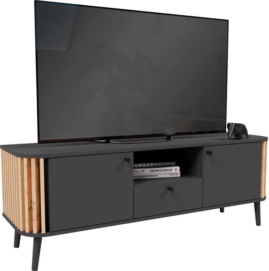 INOSIGN Tv-meubel Stavanger Breedte 138 cm Paneel-stokjes-uitstraling 1 Lade 2 Deuren (1 stuk)