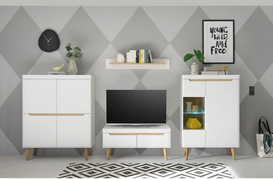 INOSIGN Tv-meubel Torge TV-kast TV-kommode televisiekast TV-bord afgeschuinde poten drie kleuren scandi design 107 cm breed (1 stuk)