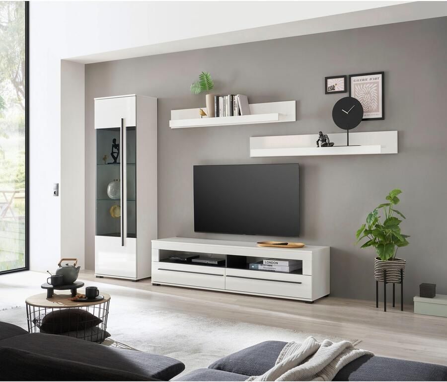 INOSIGN Vitrinekast Cantara vitrinekast in Eiken Evoke of wit staande vitrinekast