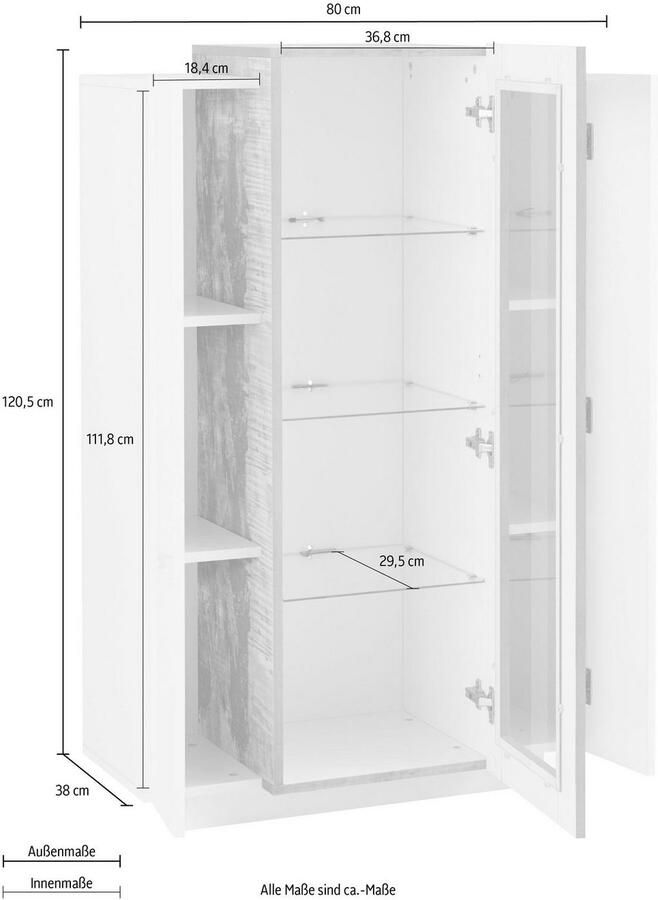 INOSIGN Vitrinekast Coro vitrinekast glazen vitrinekast opbergruimte vitrinekast