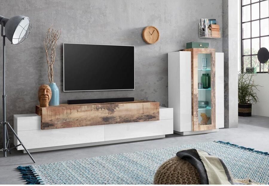 INOSIGN Tv-meubel Coro lowboard TV-commode TV-meubelen TV-bank met 3 kleppen waarvan 2 met push-to-open functie breedte 200 cm