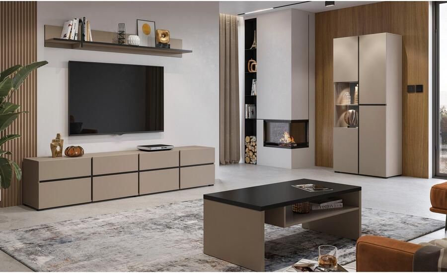 INOSIGN Vitrinekast Cross Hoogte 183 5 cm moderne greeploze staande vitrine met 3 deuren