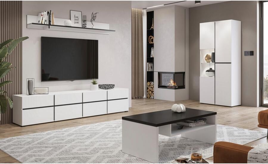 INOSIGN Vitrinekast Cross Hoogte 183 5 cm moderne greeploze staande vitrine met 3 deuren