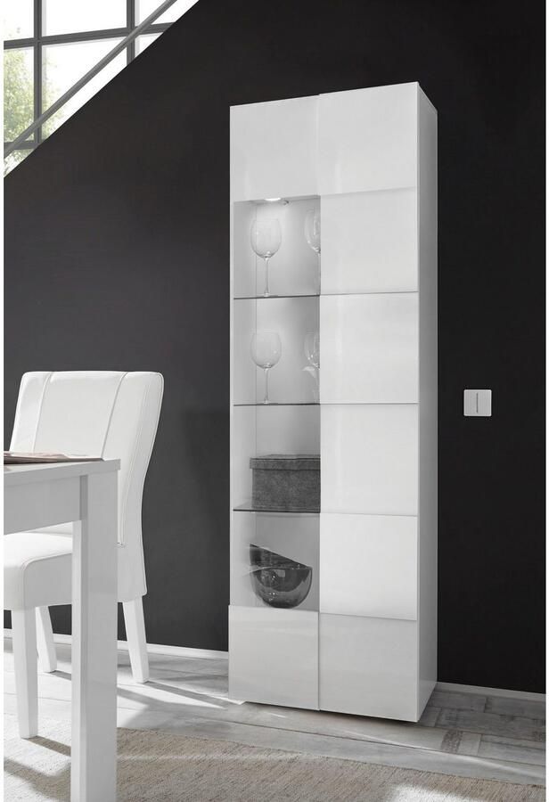 INOSIGN Vitrinekast Dama hoogte 187 cm breedte 60 cm opberg vitrine met 1 deur Staande vitrine front in 3D-uiterlijk veel opbergruimte verschillende kleuren