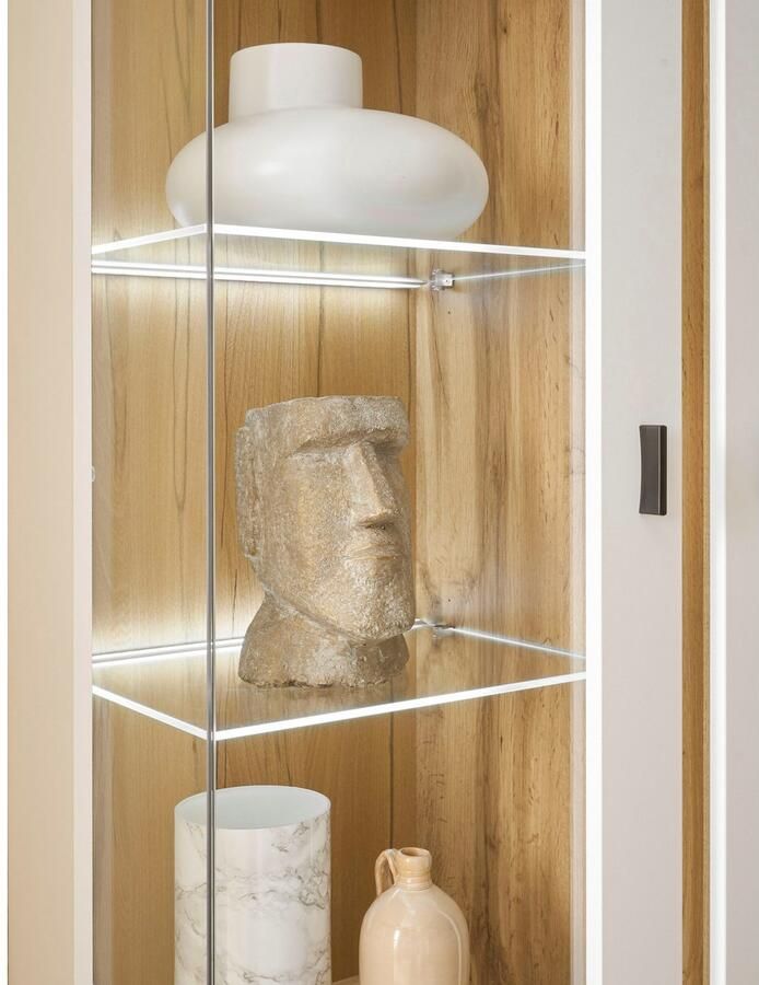 INOSIGN Vitrinekast LONG ISLAND opberghangkast in moderne trendkleur inclusief verticale verlichting breedte 80 cm (1 stuk)