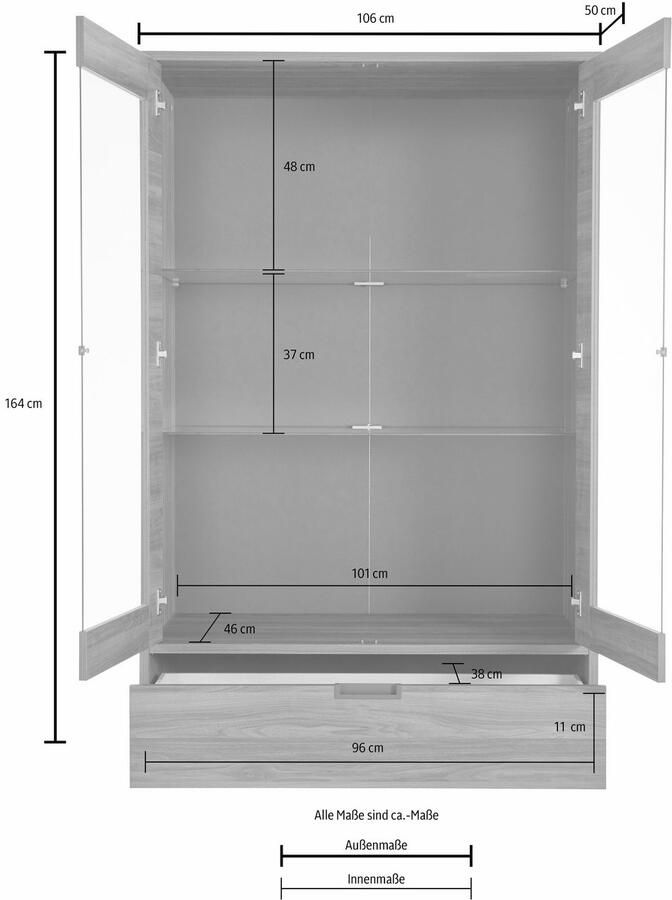 INOSIGN Vitrinekast Palma Hoogte 176 cm