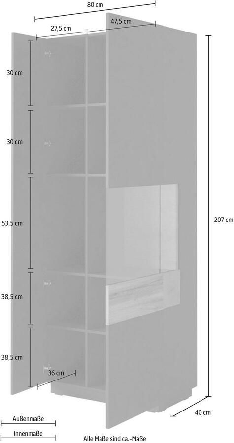 INOSIGN Vitrinekast Silke Hoogte 207 cm