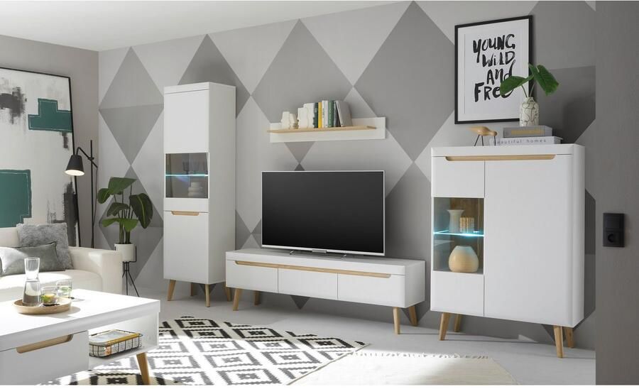 INOSIGN Vitrinekast Torge hoge kast glazen vitrine staande vitrine vitrinekast in drie verschillende kleuren beschikbaar glazen deur & -bodem 53 cm breed (1 stuk)